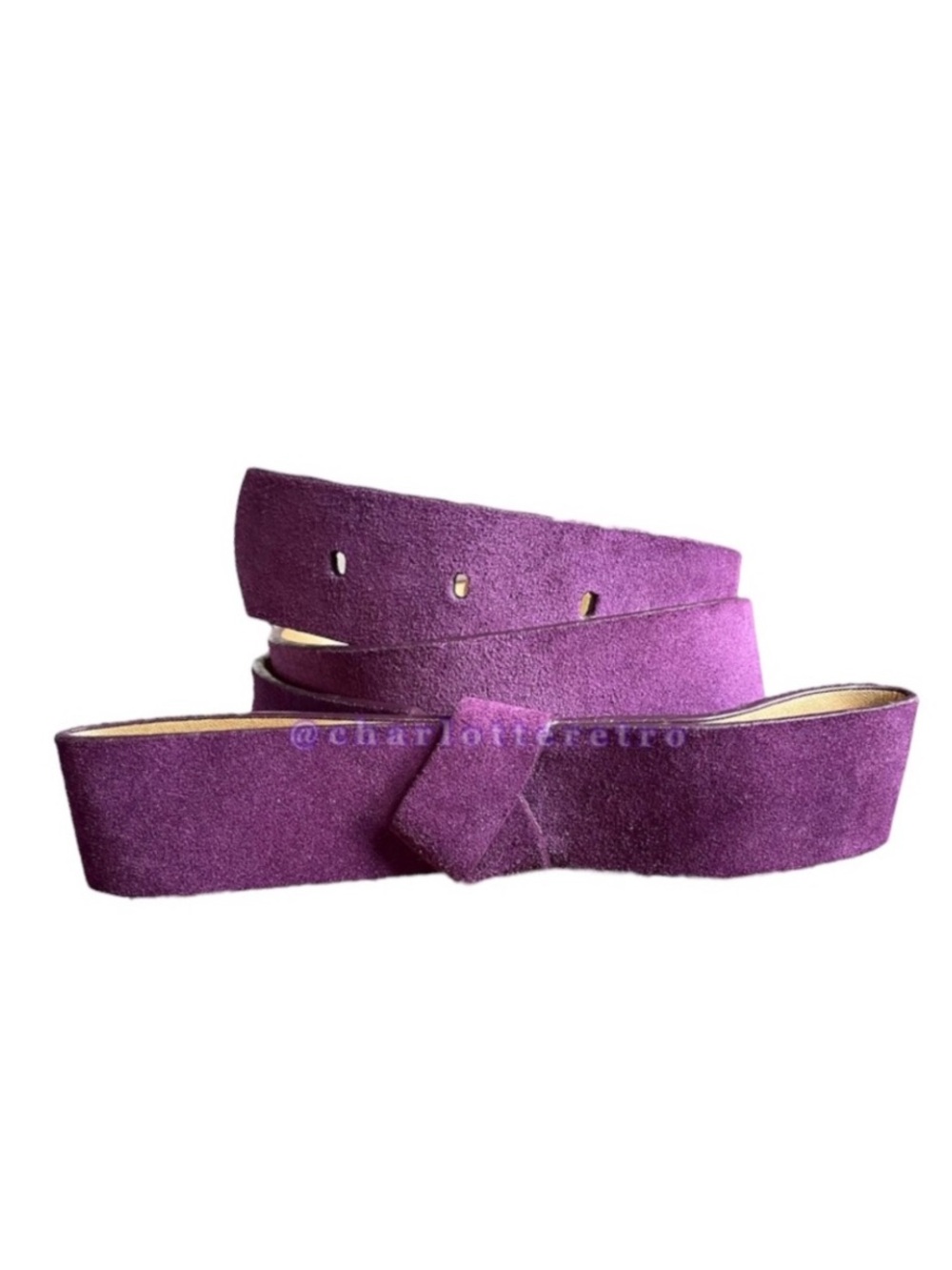 vtg Purple Sueded Leather Belt • Bow